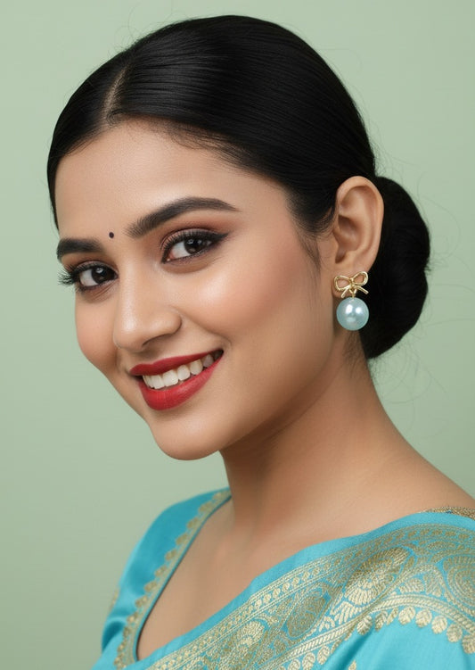 Korean Inspired Pearl Earrings: Charming Bow Drop in 6 Trendy Colors