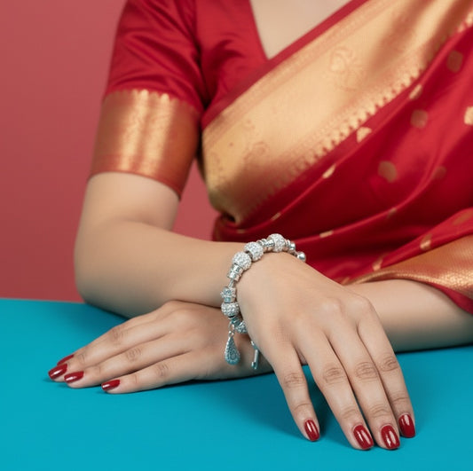 Chic Silver Charm Pandora Style Bracelet with Key, Shell & Starfish