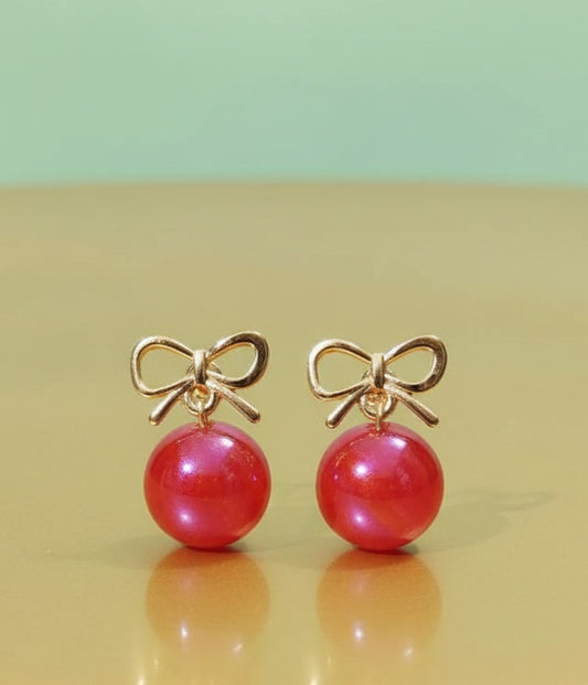Korean Inspired Pearl Earrings: Charming Bow Drop in 6 Trendy Colors